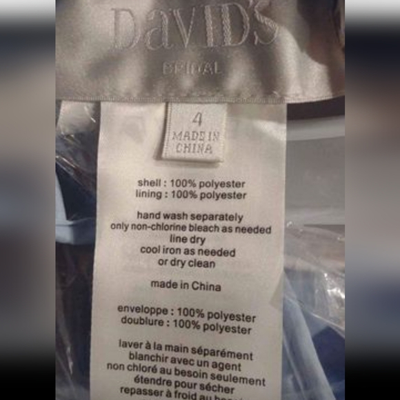 Size 4 David's Bridal Long Dress ICE BLUE - Picture 4 of 5